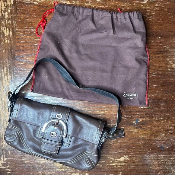 Vintage Coach Y2K Brown Leather Shoulder Bag With Dust Bag - Picture 4 of 15